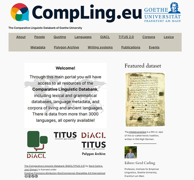 Als gemeinsame Plattform für Sprachdaten aus DiACL und TITUS wurde die CompLing.eu ins Leben gerufen.